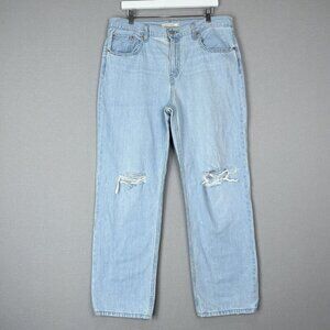 Levi's Womens Jeans 32 Blue Low Pro Straight Ripped Knee Distressed Y2K Denim